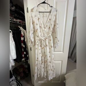 H&M Wildflower Cream Floral Wrap Maxi Dress